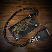 Load image into Gallery viewer, Long Biker Leather Wallet with Chain - U.S. Cavalry, Black