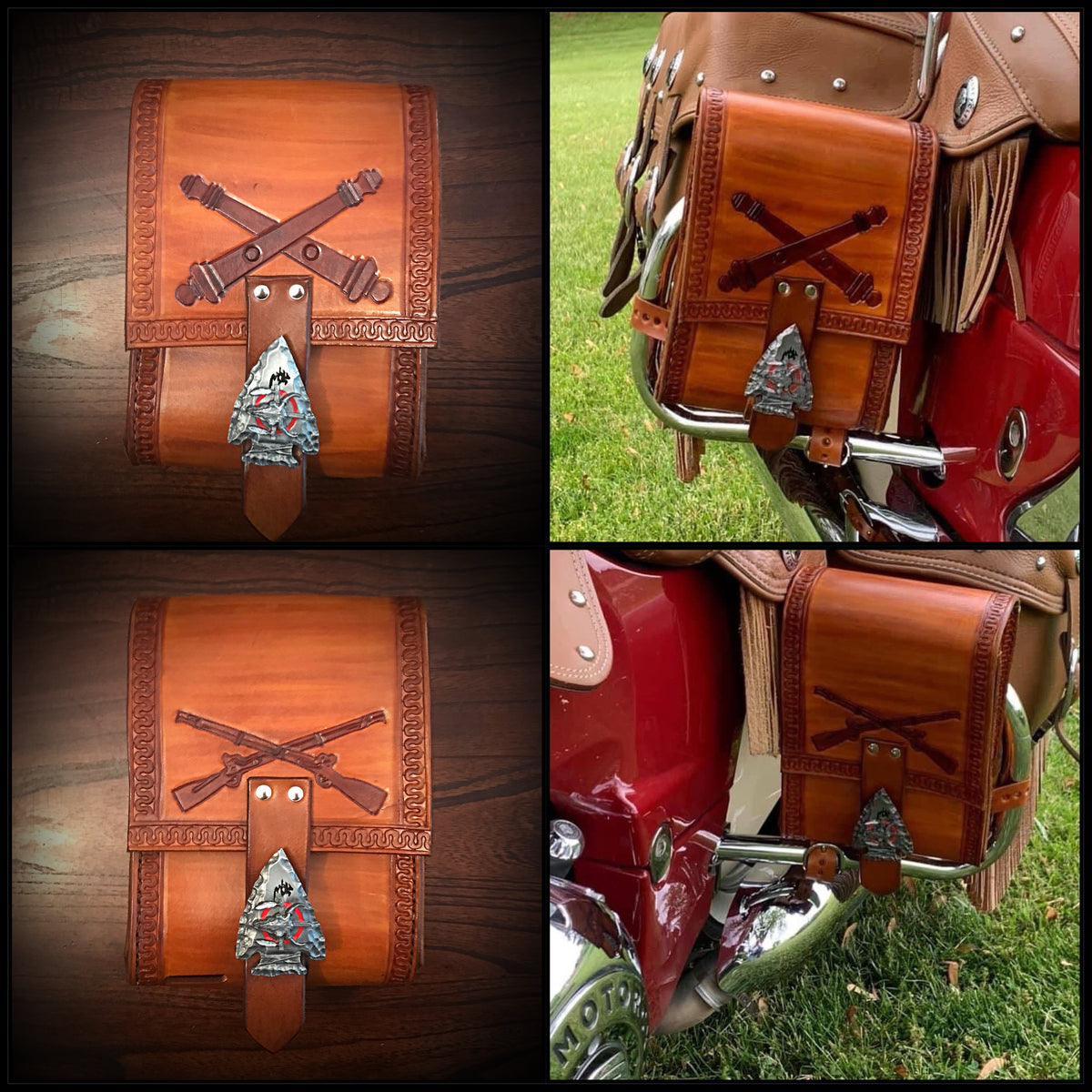 Rear Crash Bar Bag - Custom Art, Indian Tan – Forged Glory Custom