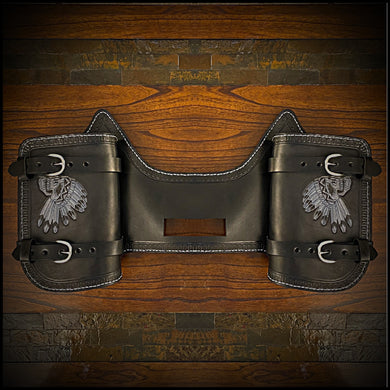 Heat Shield - Flying Native Skull, Black, Double Pouch, Fits Indian Chief, Chieftain, Springfield, Vintage and Roadmaster