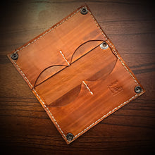 Load image into Gallery viewer, Long Biker Exotic Leather Wallet with Chain - Genuine Elephant Leather, Indian Tan, White Stitching