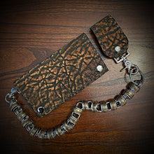 Load image into Gallery viewer, Long Biker Exotic Leather Wallet with Chain - Genuine Elephant Leather