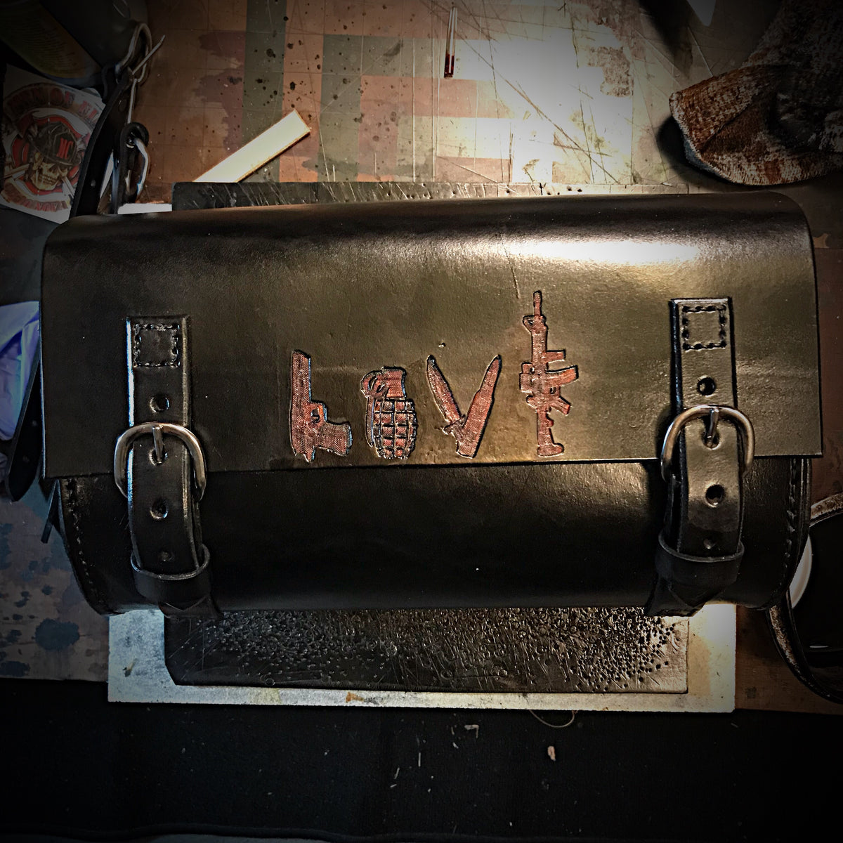 Oversized Tool bag for Motorcycle - Custom Art, Black – Forged