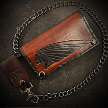 Load image into Gallery viewer, Long Biker Leather Wallet with Chain
- Skull Warbonnet, Brown