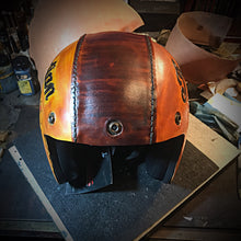 Load image into Gallery viewer, Open Face Helmet, send me your favorite helmet, I’ll cover it in leather