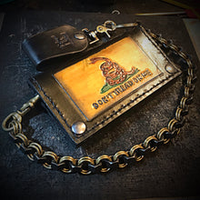 Load image into Gallery viewer, Long Biker Leather Wallet with Chain
- Gadsden Flag, Black