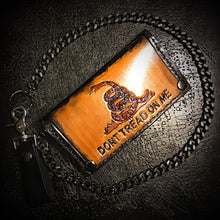 Load image into Gallery viewer, Long Biker Leather Wallet with Chain
- Gadsden Flag, Black