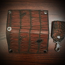 Load image into Gallery viewer, Long Biker Exotic Leather Wallet with Chain - American Alligator Leather Brown, Black Interior, Black Stitching