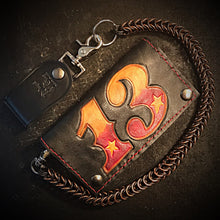 Load image into Gallery viewer, Long Biker Leather Wallet with Chain
- Unlucky 13 Red Stitching