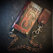 Load image into Gallery viewer, Long Biker Leather Wallet with Chain
- Lucky 13, Brown