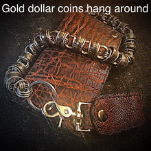Load image into Gallery viewer, Long Biker Exotic Leather Wallet with Chain - Genuine Elephant Leather