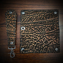 Load image into Gallery viewer, Long Biker Exotic Leather Wallet with Chain - Genuine Elephant Leather