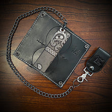 Load image into Gallery viewer, Long Biker Leather Wallet with Chain
- Sugar Skull, Black