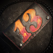 Load image into Gallery viewer, Long Biker Leather Wallet with Chain
- Unlucky 13 Red Stitching
