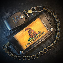 Load image into Gallery viewer, Long Biker Leather Wallet with Chain
- Gadsden Flag, Black