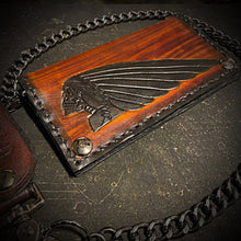 Load image into Gallery viewer, Long Biker Leather Wallet with Chain
- Skull Warbonnet, Brown