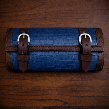 Load image into Gallery viewer, Tool Bag for Motorcycles - Alligator Print Leather, On Brown Leather