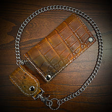 Load image into Gallery viewer, Long Biker Leather Wallet with Chain - Embossed Alligator Leather, Create Your Own