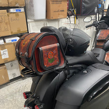 Load image into Gallery viewer, Motorcycle Trunk Bag, Custom Art Fits All Brands of Motorcycles w/ Rear Luggage Rack, Brown