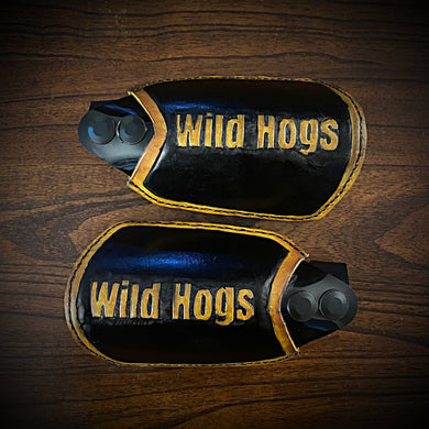 Leather Covered Handlebar Hand Guards Black, Wild Hogs Art