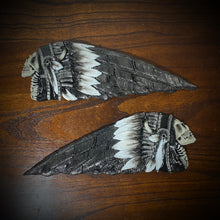 Load image into Gallery viewer, Heat Shield &amp; Artabyss Design Studio Warrior Skull Tank Emblem, Fits Indian Roadmaster, Chieftain, Springfield &amp; Chief (Ships Now) Clearance Sale