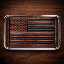 Load image into Gallery viewer, Belt Buckle Old Glory In Brown Leather