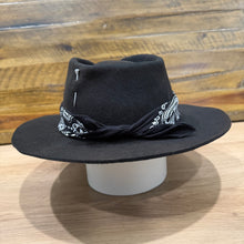 Load image into Gallery viewer, The Gangster Folded Crown Fedora, Black Felt, Choose The Color Of Bandana
