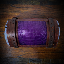 Load image into Gallery viewer, Bedroll for Motorcycles - Generation 2, Alligator Print Leather, On Brown Leather