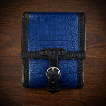 Load image into Gallery viewer, Rear Crash Bar Bag - Alligator Print Leather, On Black Leather