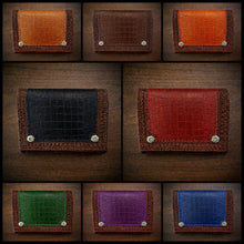 Load image into Gallery viewer, Motorcycle Windshield Bag - Alligator Print With Different Colors To Choose, On Brown Leather, Customized To Fit Any Bike