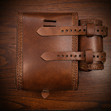 Load image into Gallery viewer, Rear Crash Bar Bag w/ Fuel Bottle/Cup Holder - Custom Art, Brown