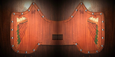 Heat Shield - Female Warbonnet Art, Metal Studs, & Suede Backing, You Choose the Color of Stitching- Fits Indian Chief, Chieftain, Springfield, Vintage and Roadmaster