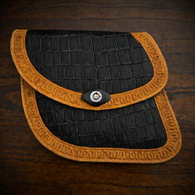 Load image into Gallery viewer, Swing Arm Bag - Fits Indian Scout &amp; Chief Models, With Alligator Print, On Indian Tan Leather