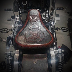 Chopper/Bobber Pan seat - Custom Art, Brown