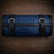 Load image into Gallery viewer, Tool Bag for Motorcycles - Alligator Print Leather, On Black Leather