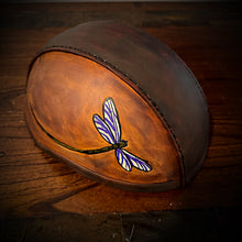 Load image into Gallery viewer, Leather covered Half Helmet With Dragonfly Art