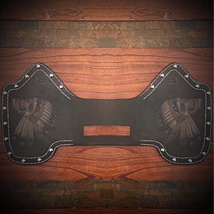 Heat Shield - Flying skull Art, Metal Studs, & Suede Backing, You Choose the Color of Stitching- Fits Indian Chief, Chieftain, Springfield, Vintage and Roadmaster