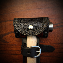 Load image into Gallery viewer, Ball Peen Hammer Carrier for Motorcycles, Alligator Print Leather On Black Leather