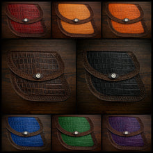 Load image into Gallery viewer, Swing Arm Bag - Fits Indian Scout &amp; Chief Models, With Alligator Print, On Brown Leather