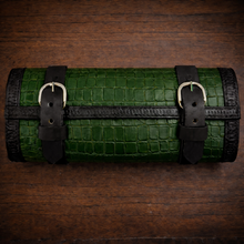 Load image into Gallery viewer, Tool Bag for Motorcycles - Alligator Print Leather, On Black Leather