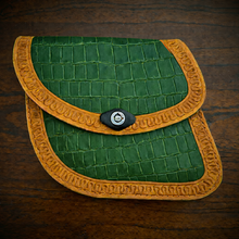 Load image into Gallery viewer, Swing Arm Bag - Fits Indian Scout &amp; Chief Models, With Alligator Print, On Indian Tan Leather