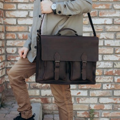 Leather Business Messenger Bag, Brown