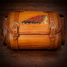 Load image into Gallery viewer, Motorcycle Trunk Bag, Female Warbonnet, Fits All Brands of Motorcycles w/ A Rear Luggage Rack