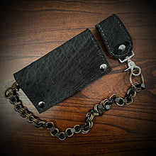 Load image into Gallery viewer, Long Biker Exotic Leather Wallet with Chain - Hippopotamus