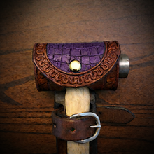 Load image into Gallery viewer, Ball Peen Hammer Carrier for Motorcycles, Alligator Print Leather On Brown Leather