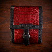 Load image into Gallery viewer, Rear Crash Bar Bag - Alligator Print Leather, On Black Leather