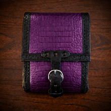 Load image into Gallery viewer, Rear Crash Bar Bag - Alligator Print Leather, On Black Leather