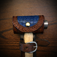 Load image into Gallery viewer, Ball Peen Hammer Carrier for Motorcycles, Alligator Print Leather On Brown Leather
