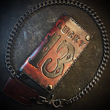 Load image into Gallery viewer, Long Biker Leather Wallet with Chain 
- Custom Art, Brown