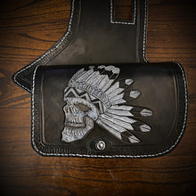 Load image into Gallery viewer, Heat Shield - Flying Native Skull, Black, With Pouch, Fits Indian Chief, Chieftain, Springfield, Vintage and Roadmaster