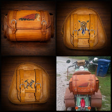 Load image into Gallery viewer, Motorcycle Trunk Bag, Custom Art Fits All Brands of Motorcycles w/ Rear Luggage Rack, Indian Tan